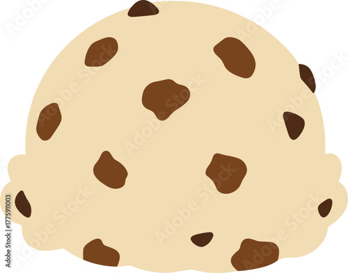 Flat Design Cookie Dough Ice Cream Scoop Dessert Illustration
