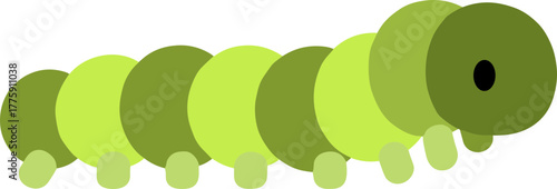 Simple Cartoon Flat Caterpillar Segmented Body Illustrated Shape Graphic