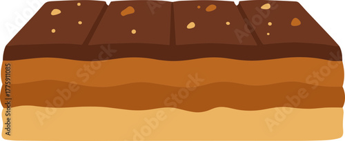 Flat Style Delicious Layered Chocolate Caramel Dessert Food Illustration