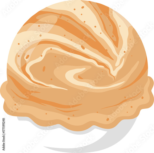 Flat Cartoon Delicious Apple Pie Top View Dessert Illustration