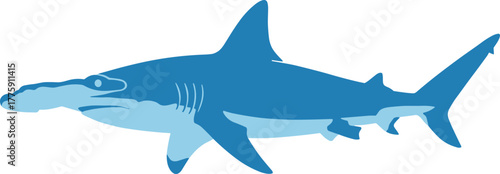 Simple Flat Design Hammerhead Shark Animal Creature Marine Life Icon