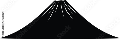 Iconic silhouette of mount fuji volcano in japan against a white background