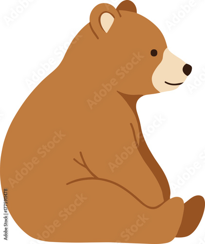 Simple Flat Illustration Brown Bear Sitting Down Mammal Wildlife Animal