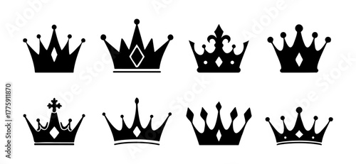 Royal black crown silhouette collection for luxury and queen design