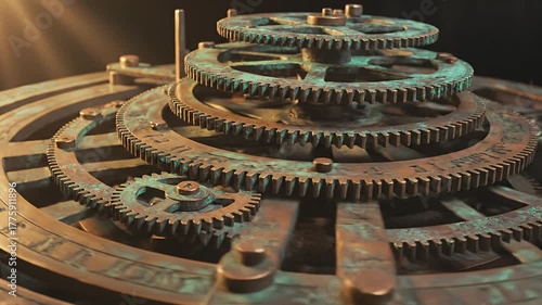 Intricate Gears and Cogs - A Close-Up of Mechanical Complexity.
