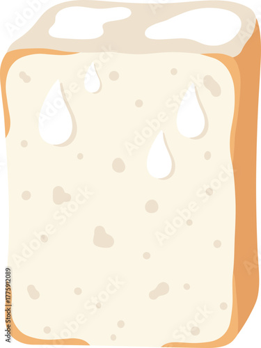 Simple Flat Style Slice of Bread with Liquid Topping Illustration