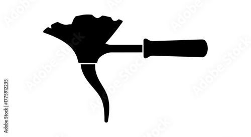 Elegant black silhouette of a modern walking cane with a distinctive ginkgo leaf handle, perfect for sophisticated mobility solutions and stylish accessories.