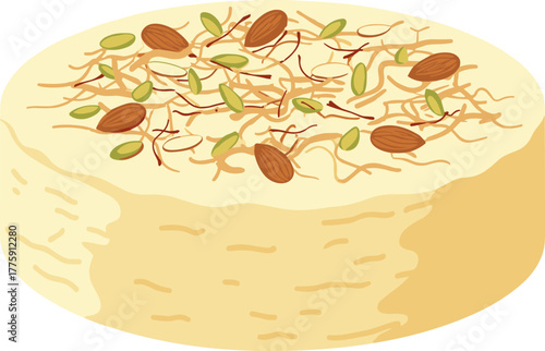 Delicious Traditional Indian Dessert Kalakand with Almond and Pistachio Topping