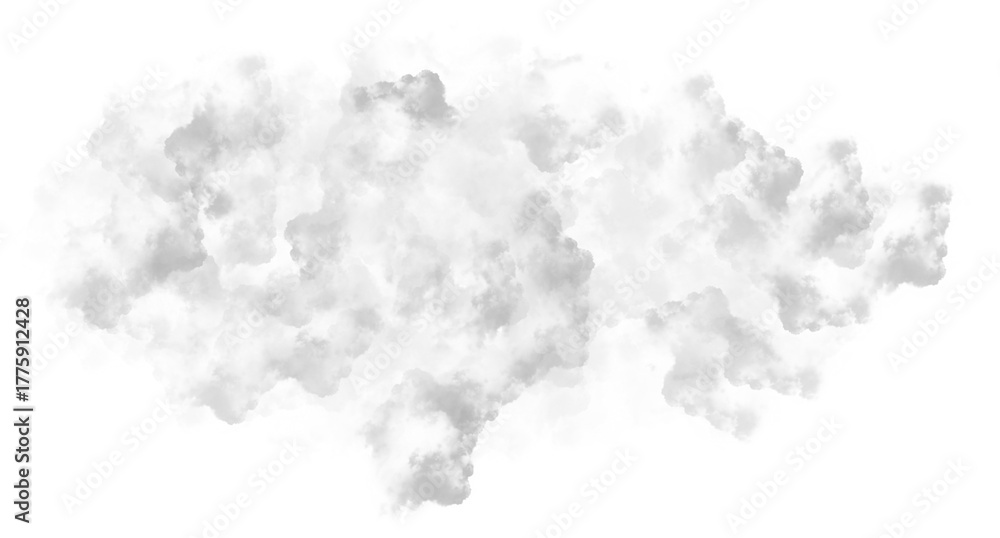 Obraz premium Smoke Puff Transparent Overlay, Realistic gray smoke puff for digital compositions.