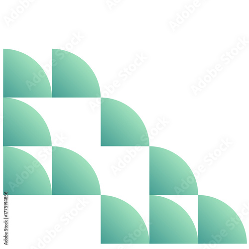 Abstract Quarter Circle Geometric Pattern - Modern Minimalist Background Design- abstract green background