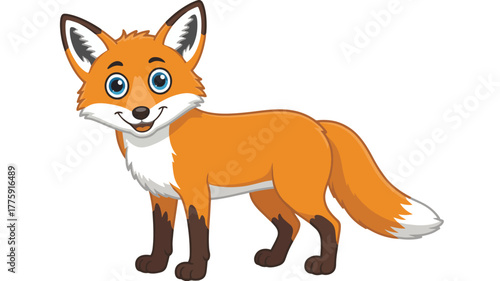 Cartoon fox with orange fur and a bushy tail