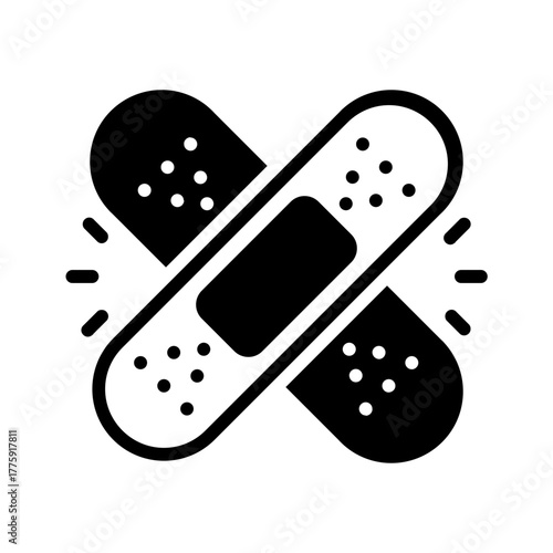 Vector solid black icon for Bandage