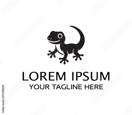 Illustration vector of gecko silhouette logo design, cute cartoon gecko