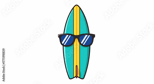 Cool Surfboard Wearing Sunglasses, Ready for a Sunny Day at the Beach