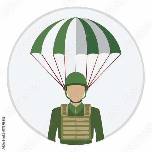 Paratrooper Icon: Military Jump Vector Illustration