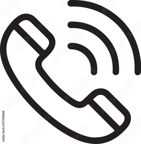 Classic telephone handset icon with sound waves