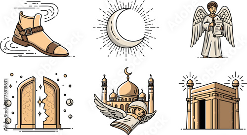 Islamic Icons: Prophet Muhammad's Journey and Islamic Symbols