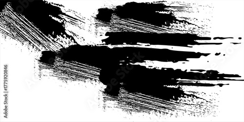 black brush stroke on transparent background. Paint Stroke. Grunge Hand Painted Red Brush Strokes. Grunge Brushes. Dirty Artistic Design. Vector illustration