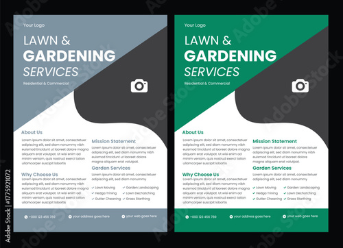 lawn and garden flyer design template landscaping services Tree and gardening service poster leaflet design. Lawn Care and Gardening Services Flyer Design, Landscaping leaflet design set Landscape Gar