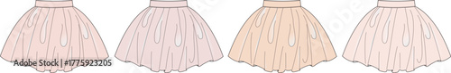 Delicate Fabric Swatches A Collection of Light Pink and Peach Tulle Skirt Illustrations