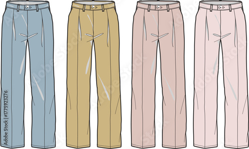 Elegant Trousers Four Color Variations for Fashion Design and Style