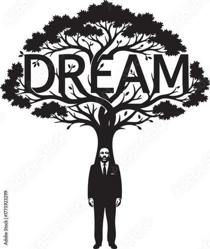 Dream Growth Concept with Tree and Businessman Illustration