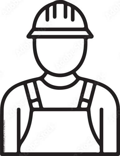Construction worker in hard hat and overalls icon