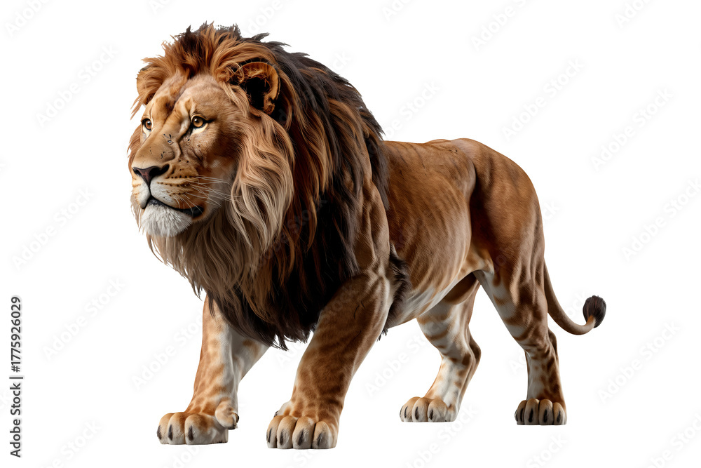 Obraz premium Majestic lion prowling, symbolizing power and royalty concept