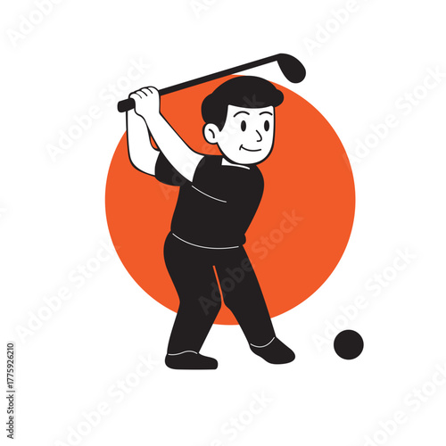 Golf Player Swinging Illustration
