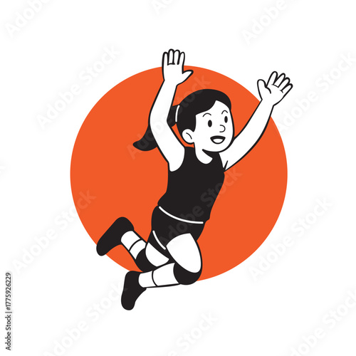 Volleyball Player Hitting Ball Illustration