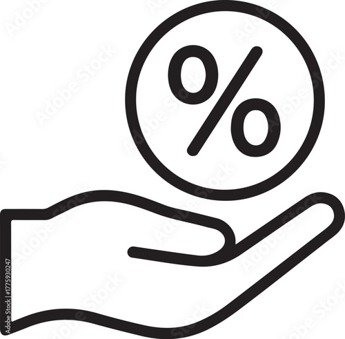 Hand holding percentage symbol for discounts and savings