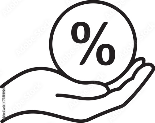 Hand holding a circle with a percentage symbol