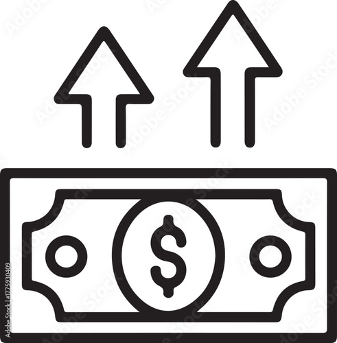 Money growing upward arrows financial growth icon