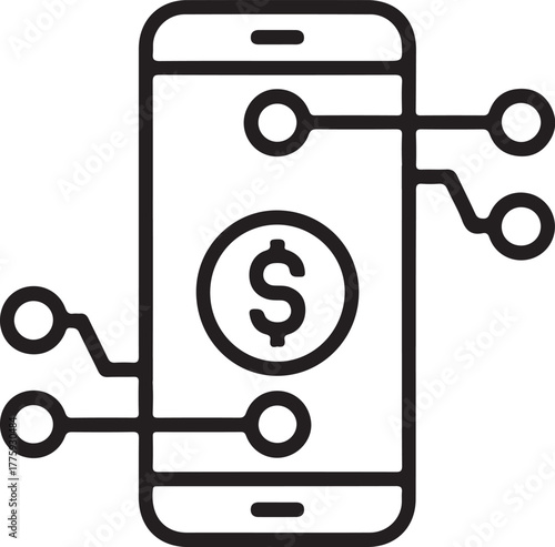 Smartphone with dollar sign and digital connections