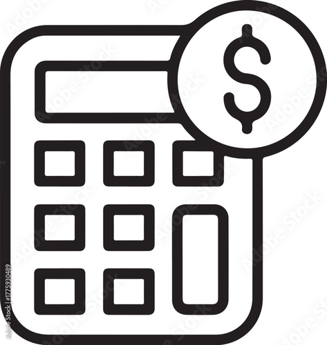 Calculator with dollar sign icon for finance