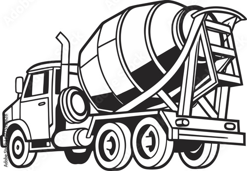 Cement truck icon in modern minimalistic flat versions