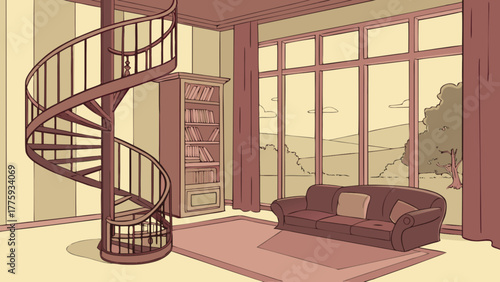 modern living room with staircase