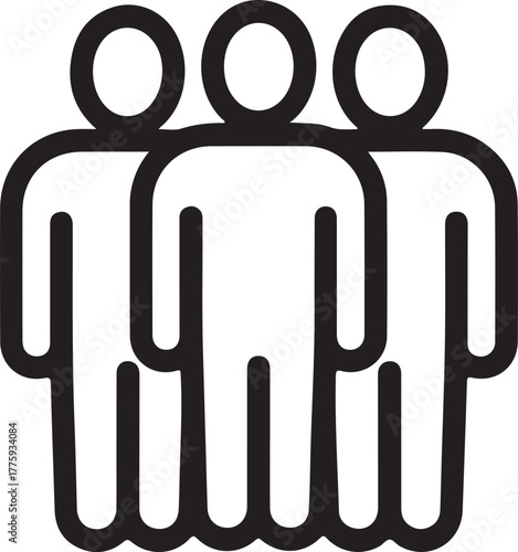 Simple icon of three people standing together