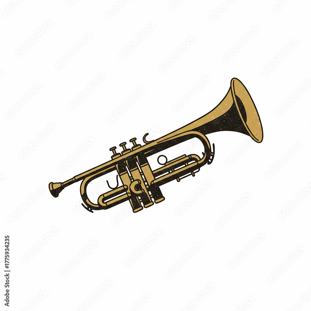 Obraz premium A vintage brass instrument with intricate details rests against a white background, inviting musical expression