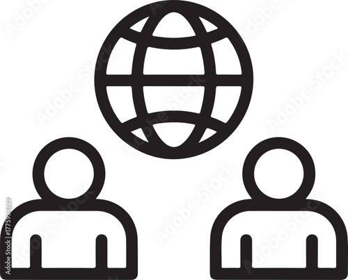 Global connection between two people icon