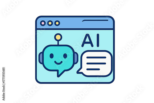 AI chatbot illustration in a web browser interface design chatbot window 