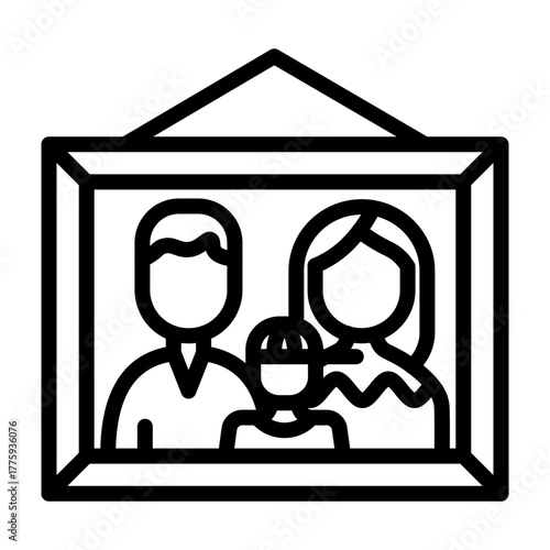 Family Portrait Vector Line Icon Design