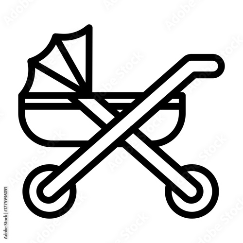 Baby Stroller Vector Line Icon Design