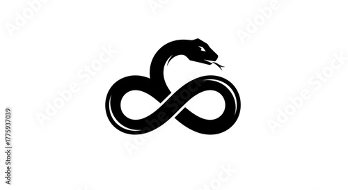 A stylized black snake forms an infinity symbol on a white background.