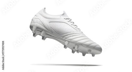 White Soccer Cleat on White Background for Sports and Athletic Equipment