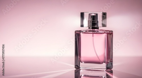 perfume bottle on pink background