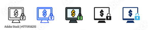 Transaction Security Icon Collection With Multiple Styles