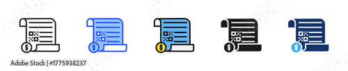 Transaction Receipt Icon Collection With Multiple Styles