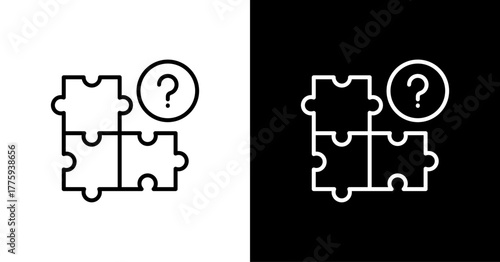 Quiz Puzzle  White Icon Set Design