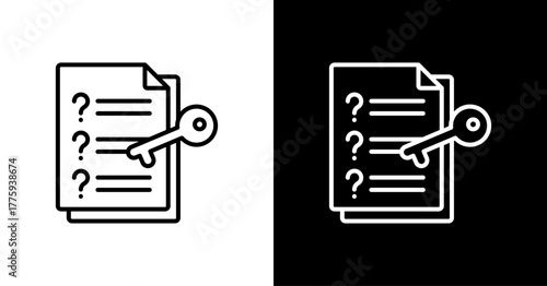 Quiz Key  White Icon Set Design